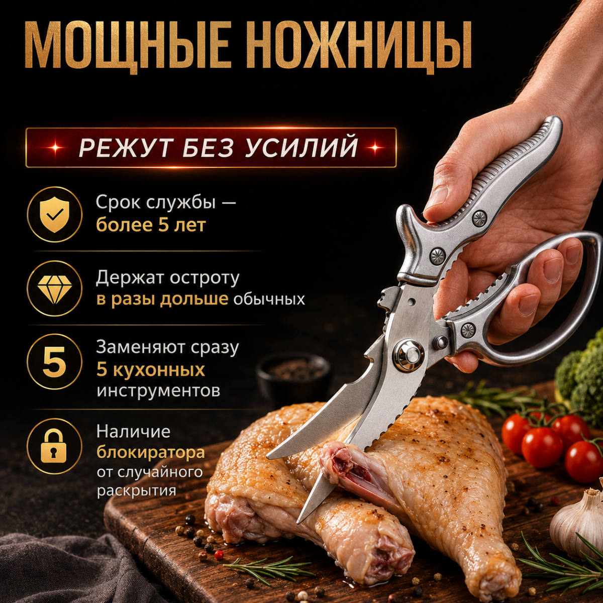 Ножницы для разделки мяса и костей Универсальные — изображение 2