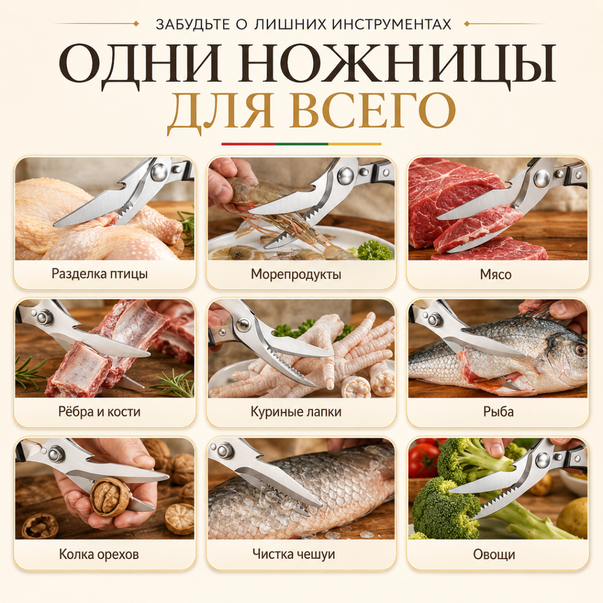 Ножницы для разделки мяса и костей Универсальные — изображение 3